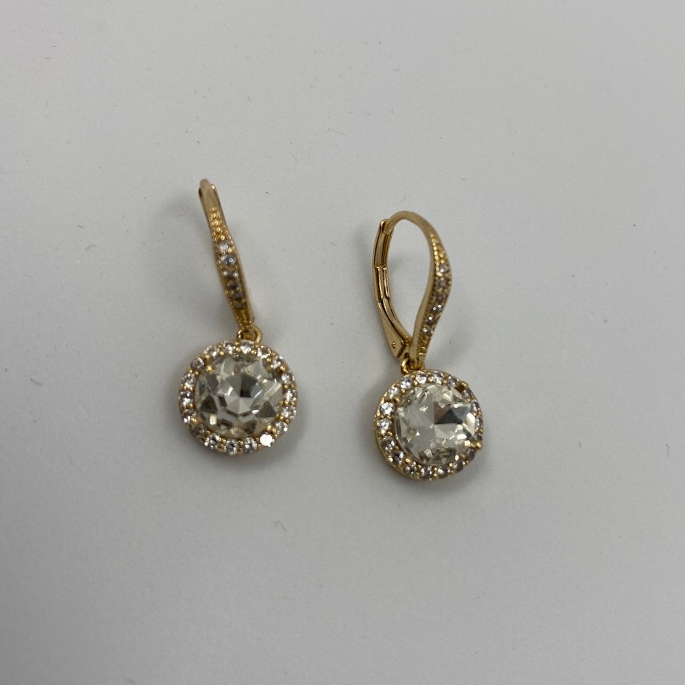 Gold and crystal leverback Earrings